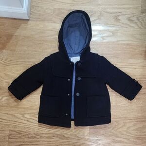 Zara Kids Black Pea Coat with Hood